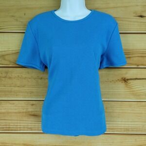 Whitefish Bay Short Sleeve T-Shirt Womens Size S Blue Cotton Blend Round‎ Neck